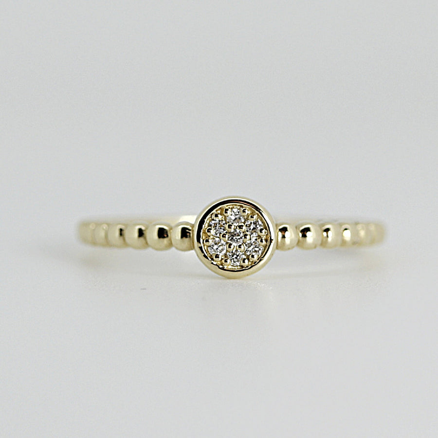 Diamond Disc Ring, 14k Solid Gold Pave Diamond Ring