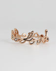 Personalize Hope, Faith, Love Ring, 14k Solid Rose Gold Ring, Script Love Ring