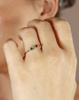 Dainty Three Stone Ring 14k Solid Gold, Sapphire, Ruby, Emerald Ring, Minimalist Ring, Colorful Gemstone Ring