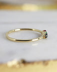 Dainty Three Stone Ring 14k Solid Gold, Sapphire, Ruby, Emerald Ring, Minimalist Ring, Colorful Gemstone Ring