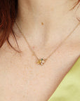 14k Gold Multi Gemstone Necklace: Citrine, Opal, Green Tourmaline and Diamond