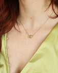 14k Gold Multi Gemstone Necklace: Citrine, Opal, Green Tourmaline and Diamond