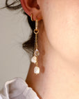 Pearl Hoops, Gold Filled Pearl Dangle Earrings