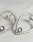 Large Teardrop with Gemstone Stud Earrings
