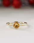 Citrine Ring, November Birthstone Ring, 14k Solid Gold Solitaire Gemstone Ring
