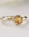 Citrine Ring, November Birthstone Ring, 14k Solid Gold Solitaire Gemstone Ring