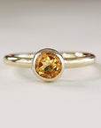 Citrine Ring, November Birthstone Ring, 14k Solid Gold Solitaire Gemstone Ring