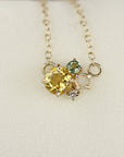 14k Gold Multi Gemstone Necklace: Citrine, Opal, Green Tourmaline and Diamond