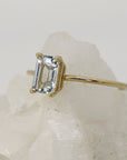 14k Gold Emerald Cut Aquamarine Ring