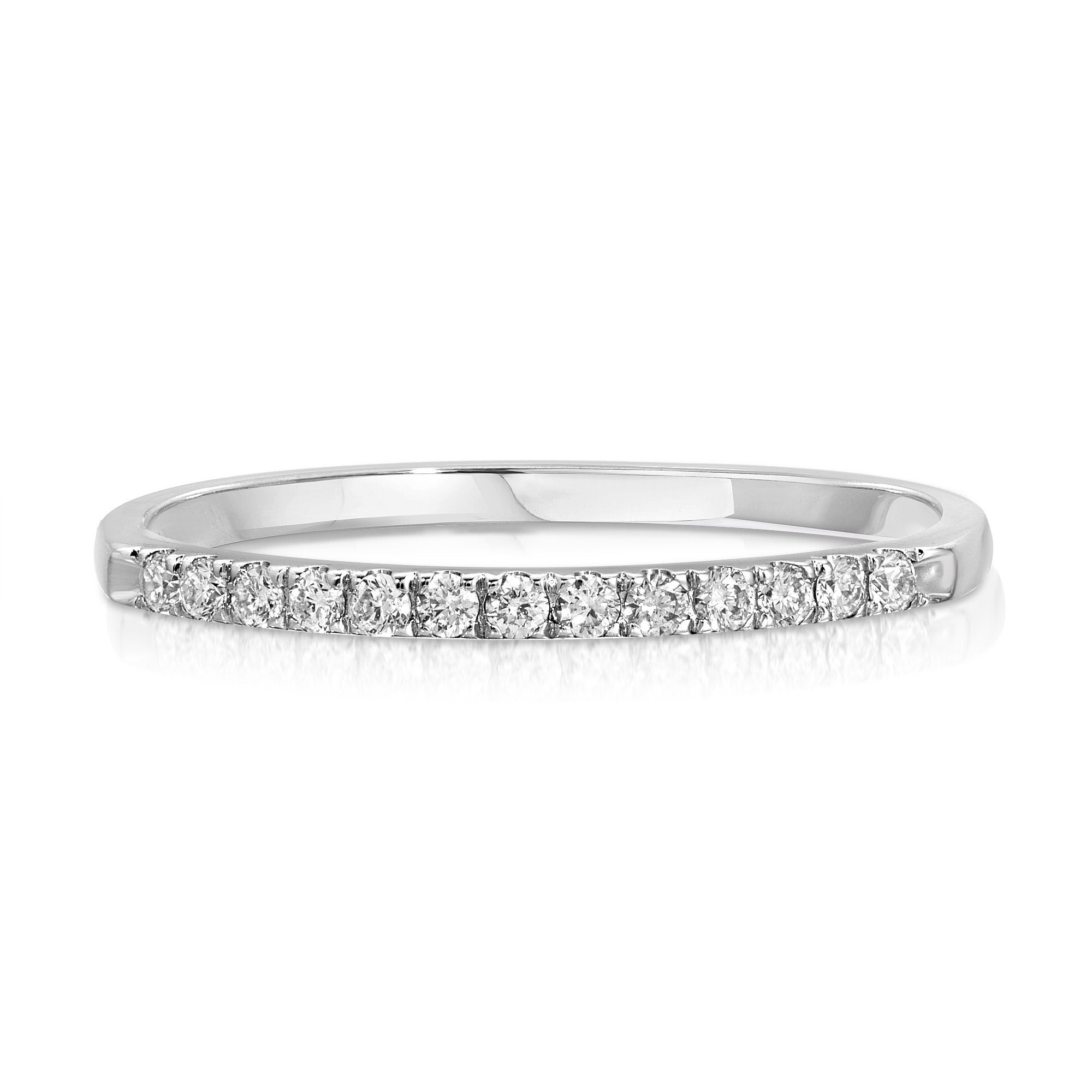 Half Eternity Diamond Wedding Band, 14k White Gold Diamond Eternity Ring