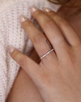 Half Eternity Diamond Wedding Band, 14k White Gold Diamond Eternity Ring
