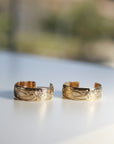 Thick Round Hoop Earrings, Flower Patterned Gold Filled Hoop Earrings, Thick Hoops, Gift for Mom, Handmade Jewelry