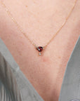 Diamond & Trillion Red Garnet Necklace 14k Gold
