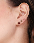 Garnet Heart Stud Earrings 14k Gold, Heart Garnet Earrings