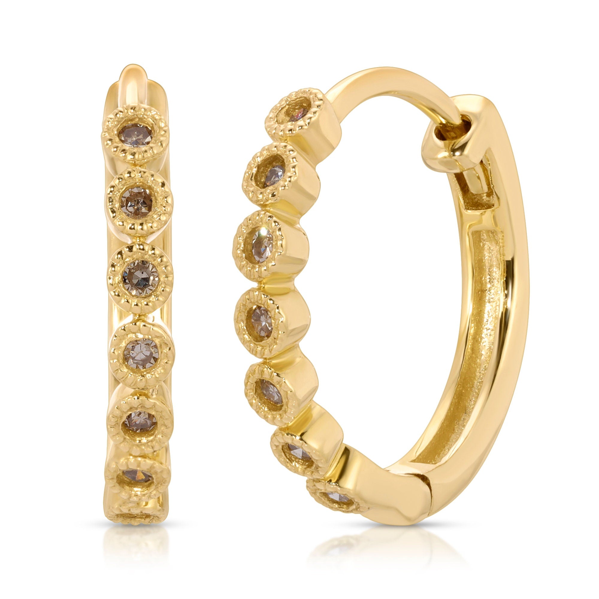 Champagne Diamond Huggies Earrings