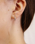 Diamond Huggie Earrings 14k White Gold, Small Diamond Hoop Earrings, Thick Small Huggies, Bridal Earrings, Wedding Gift