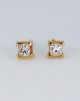 Princess Cut Natural Diamond Earrings 14k Solid Gold, 0.44 ct Diamond Stud Earrings, Diamond Bridal Earrings, Gift for her