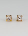 Princess Cut Natural Diamond Earrings 14k Solid Gold, 0.44 ct Diamond Stud Earrings, Diamond Bridal Earrings, Gift for her