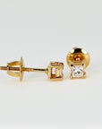 Princess Cut Natural Diamond Earrings 14k Solid Gold, 0.44 ct Diamond Stud Earrings, Diamond Bridal Earrings, Gift for her