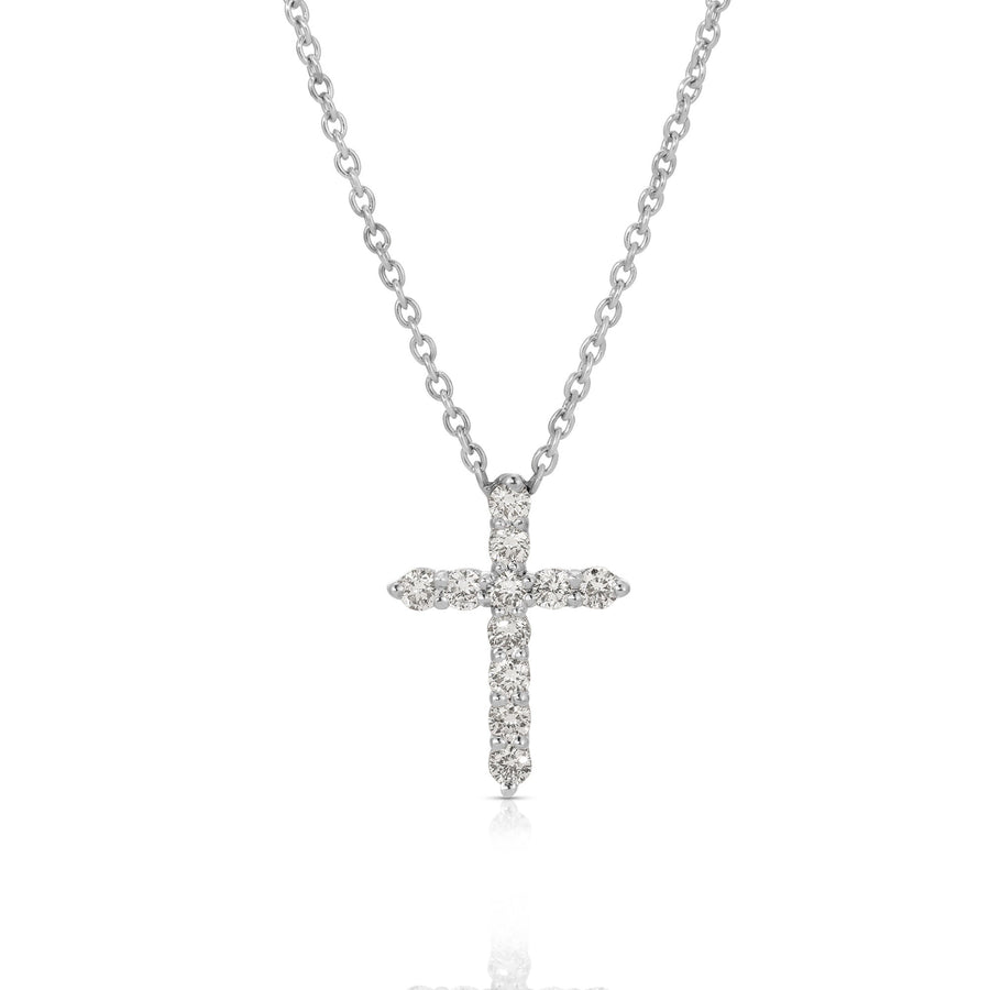 Diamond Cross Necklace, 14k Gold Diamond Cross Necklace, Diamond Cross Pendant, 14k White Gold Diamond Necklace, Communion Gift