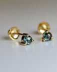 Montana Sapphire Earrings 14k Gold, Rose Cut Sapphire Bridal Earrings, Screw Back Earrings, Christmas Gift, Wedding Jewelry, Gemstone Stud