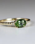 Diamond & Green Tourmaline Engagement Ring, 14k Solid Gold Oval Tourmaline Ring, Gold Tourmaline Ring, Anniversary Ring, Gift For Her