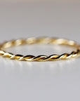 14k Solid Gold Braided Ring, Skinny Twisted Stacking Ring, Gold Rope Ring, 1.6mm Minimalist Gold Stacking Ring