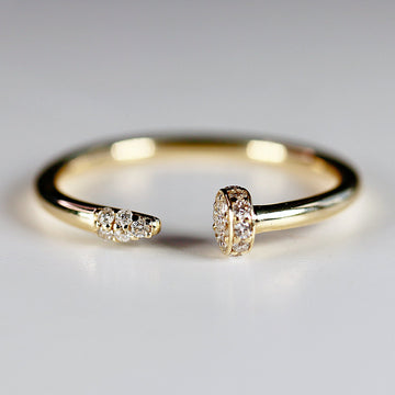 Diamond Nail Ring 14k Solid Gold, Pave Diamond Nail Ring, Open Nail Ring, Natural Diamonds Stacking Ring, Modern Design Ring, Gift For Her