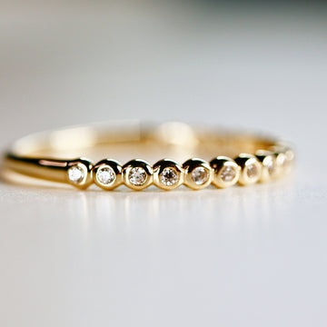 Bezel Half Eternity Stacking Ring 14k Solid Gold, Eternity Wedding Band, Cz Stackable Gold Ring, Minimalist Thin Band, Gift For Wife