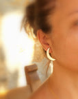 Sterling Silver Crescent Moon Earrings, Moon Goddess Earrings