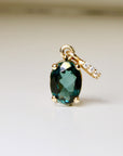 Green Tourmaline Necklace 14k Solid Gold with Diamond Bail