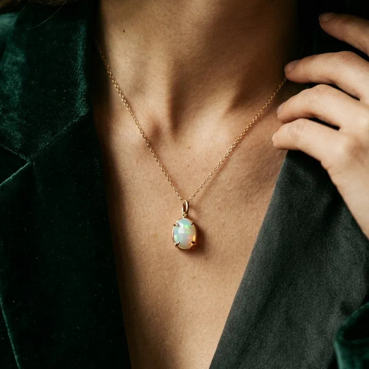 Ethiopian Opal Pendant in 14k Gold - Melt'm Jewelry