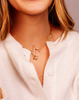 Gold Toggle Chunky Thick Chain Necklace With Puffy Heart