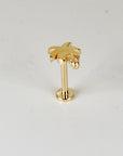 Tiny Palm Tree Flat Back Earrings 14k Solid Gold, Stack Earrings