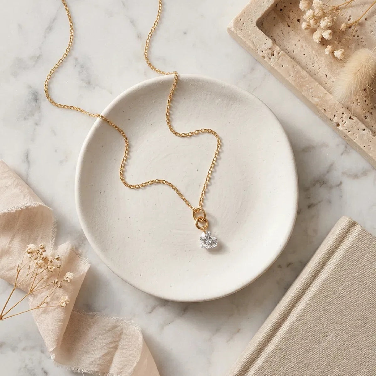 Lab Grown Heart Diamond Necklace in 14K Gold - Melt'm Jewelry