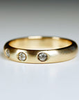 4mm Dome Wedding Band, Flush Set Diamond Wide Gold Band Ring