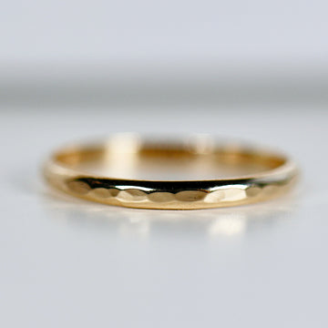 14k Solid Gold Plain Wedding Band Hammered