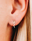 Gold Lightning Bolt Stud Earrings