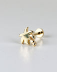 Tiny Palm Tree Flat Back Earrings 14k Solid Gold, Stack Earrings