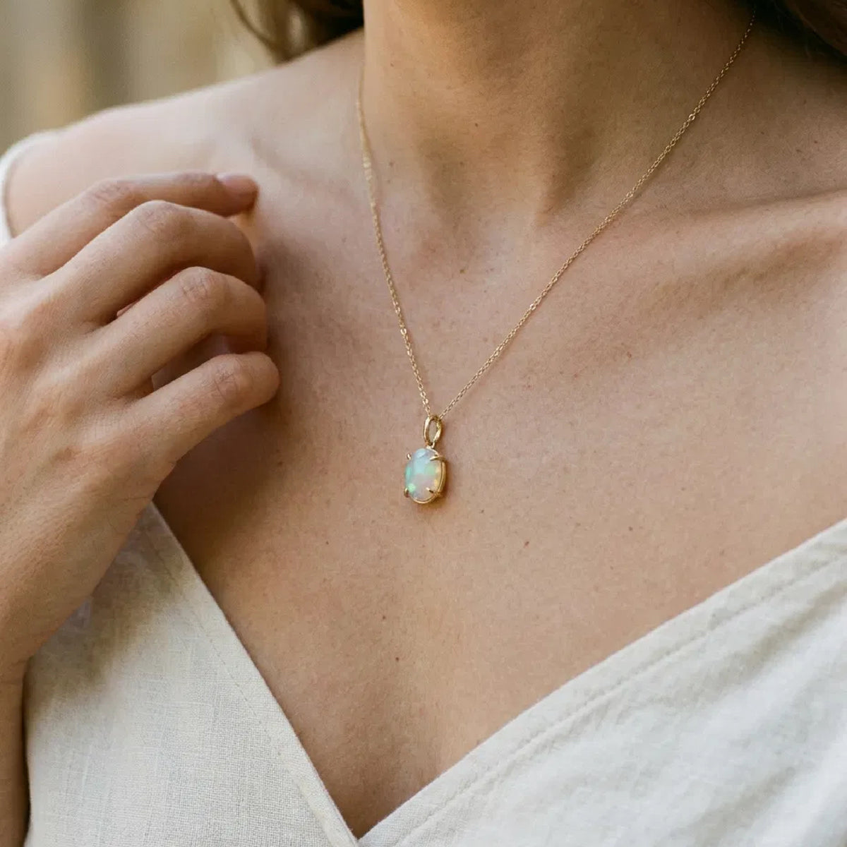 Ethiopian Opal Pendant in 14k Gold - Melt'm Jewelry