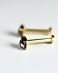 Salt and Pepper Diamond Labret Earrings 14k Solid Gold