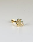 Tiny Palm Tree Flat Back Earrings 14k Solid Gold, Stack Earrings