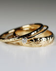 Set of 3 Gold Hammered Band Rings, Stacking Ring Set