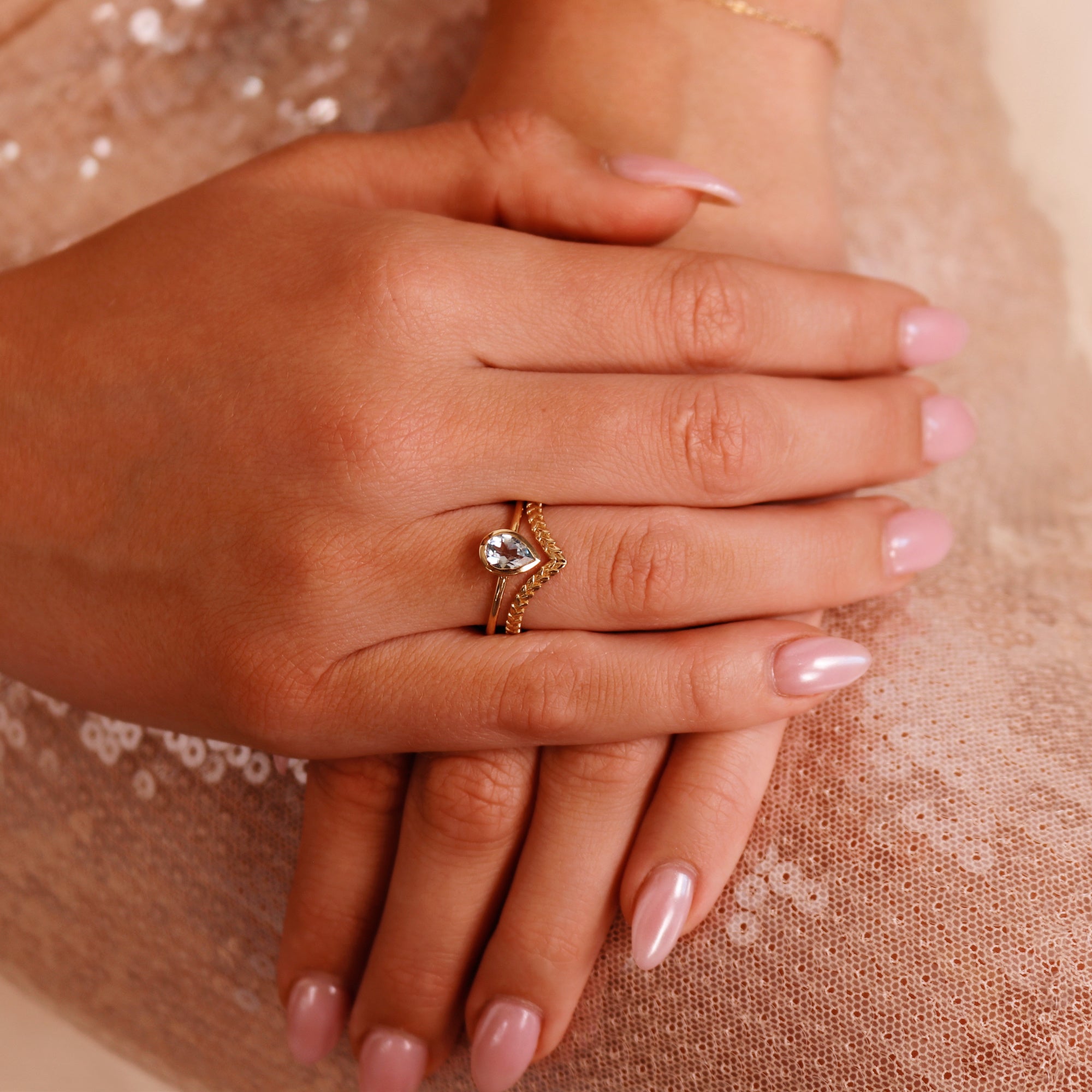 Pear Aquamarine Ring, Bezel Set 14k Gold Ring