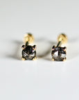 Salt and Pepper Diamond Labret Earrings 14k Solid Gold