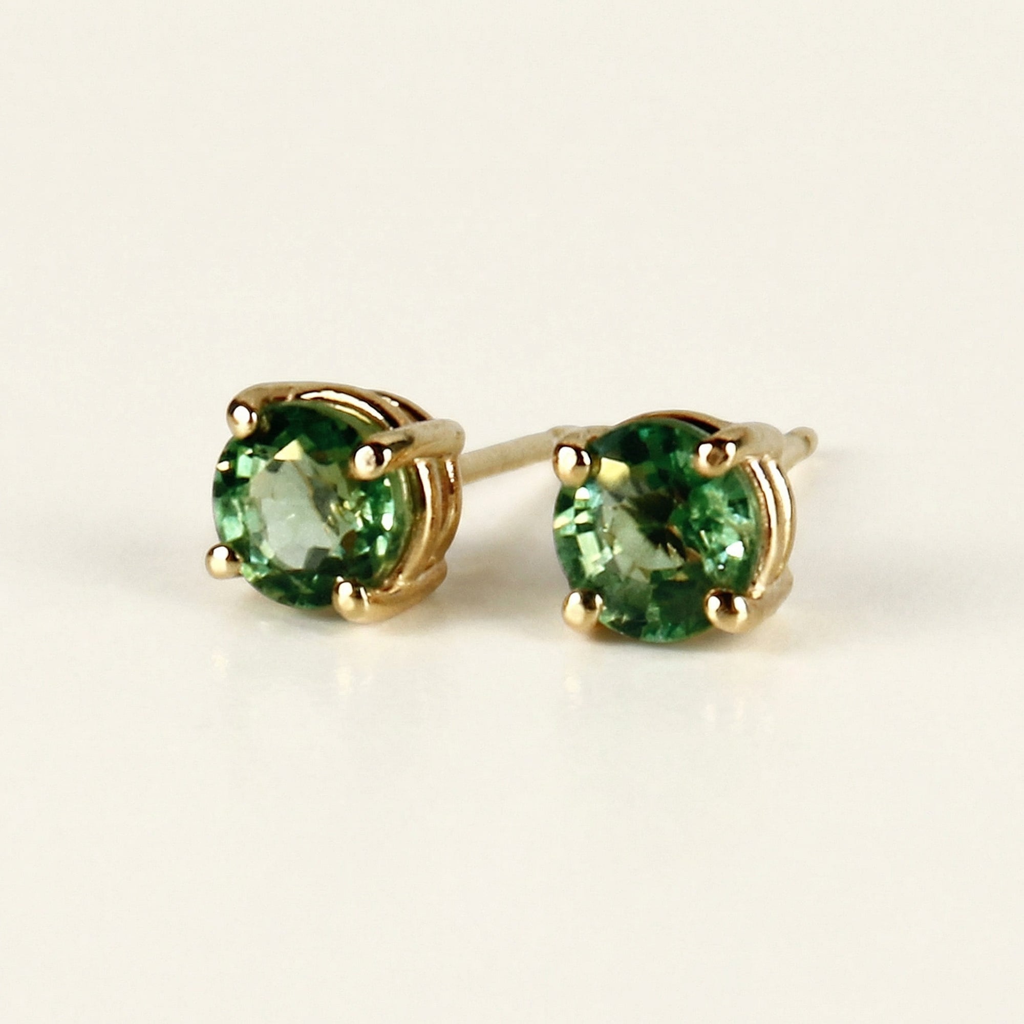 Green Sapphire Earrings 14k Solid Gold, Sapphire Bridal Earrings - Melt'm Jewelry