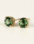 Green Sapphire Earrings 14k Solid Gold, Sapphire Bridal Earrings - Melt'm Jewelry