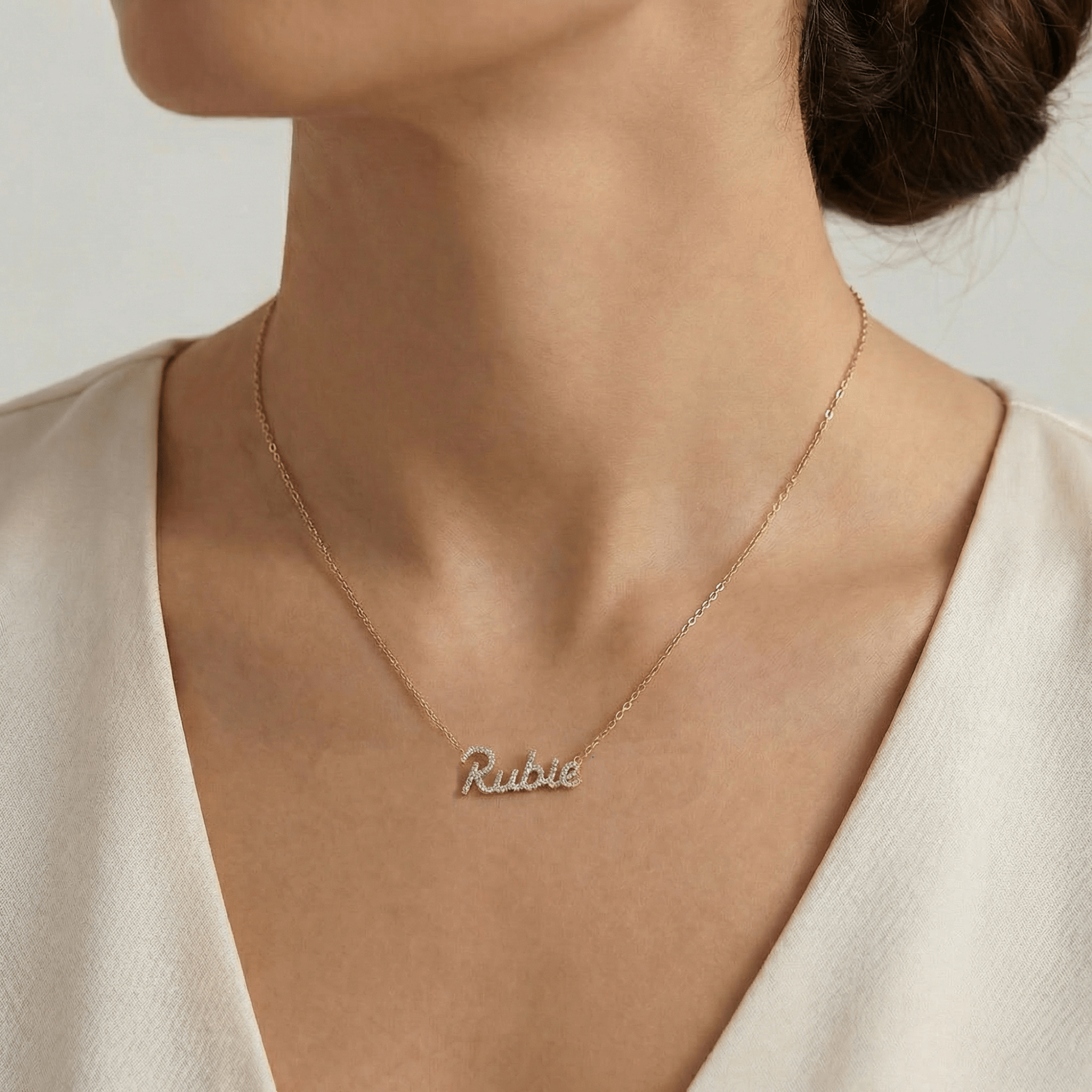 14K Solid Gold Diamond Name Necklace - Custom Personalized Jewelry - Melt'm Jewelry