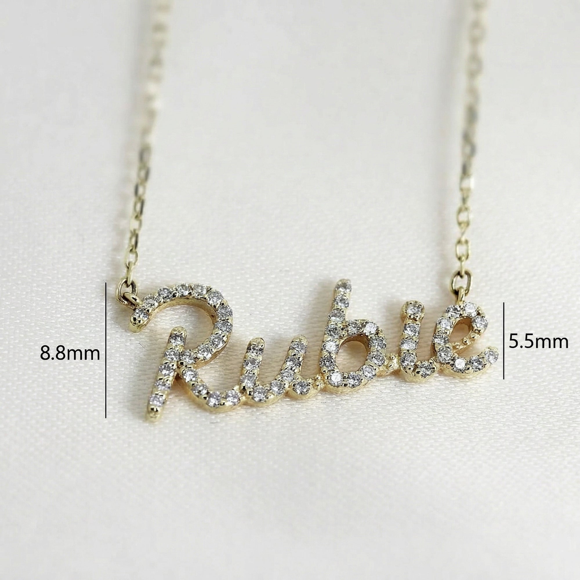 14K Solid Gold Diamond Name Necklace - Custom Personalized Jewelry - Melt'm Jewelry