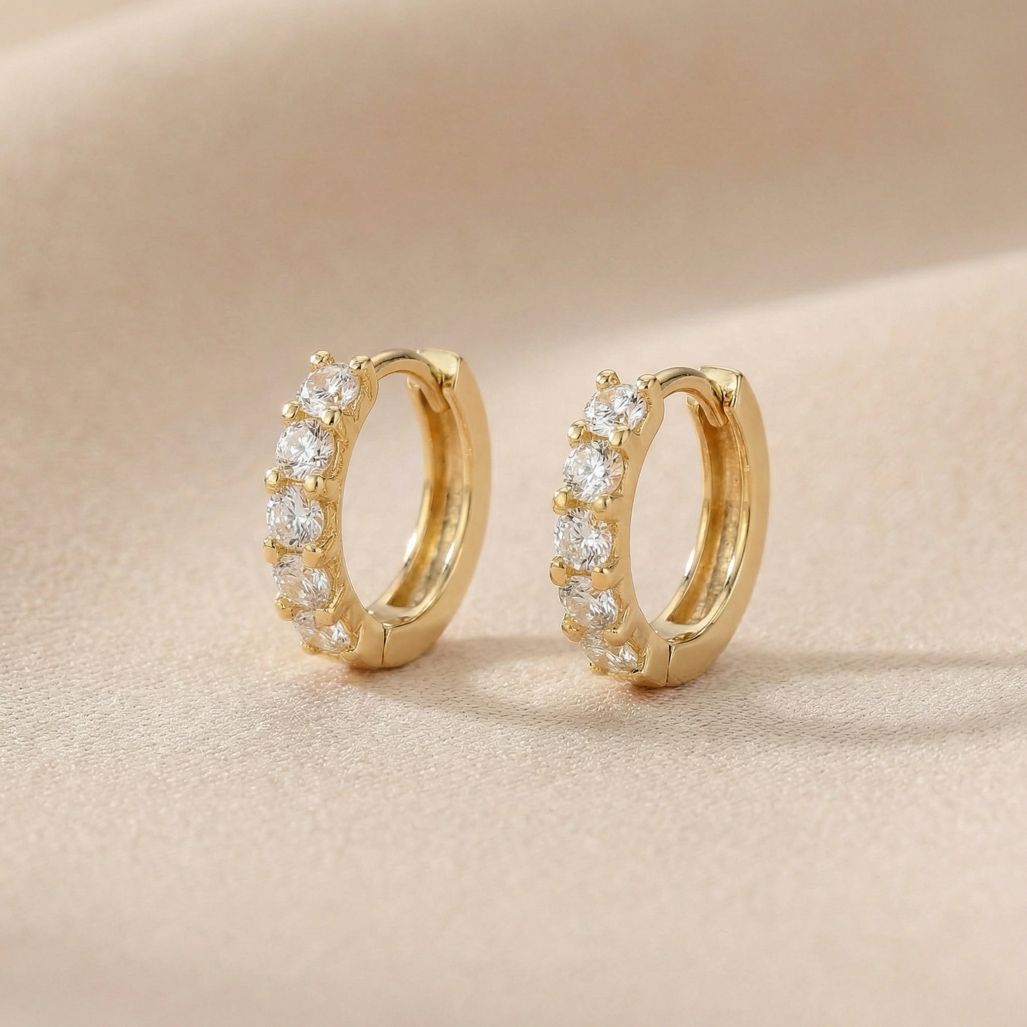 Chunky Diamond Huggie Earrings in 14K Gold - Melt'm Jewelry